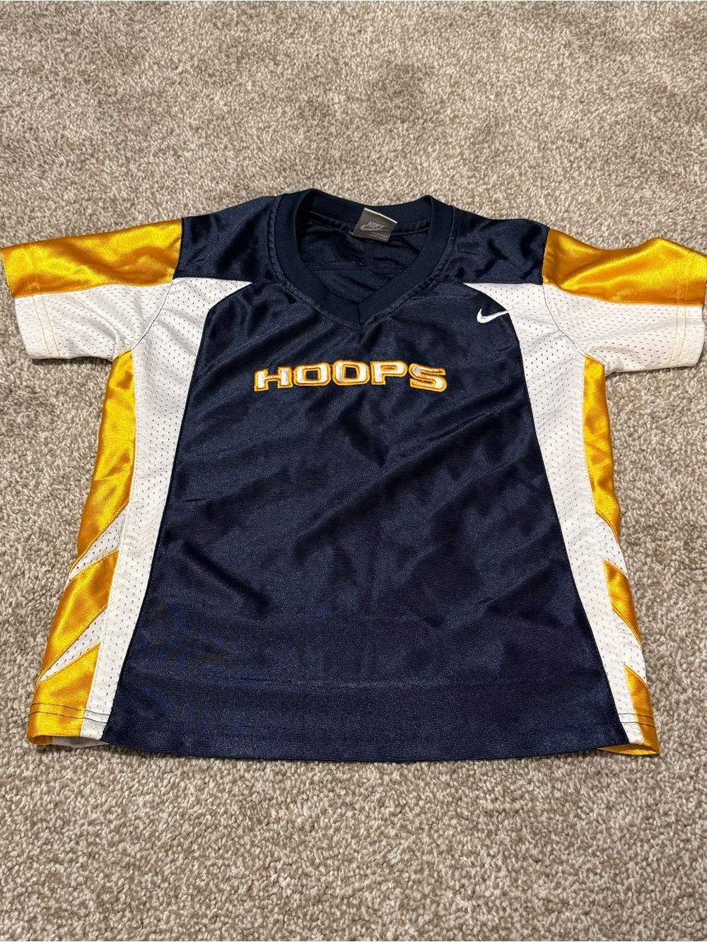 Nike Navy, Gold & White 'Hoops' Kids Basketball Jersey